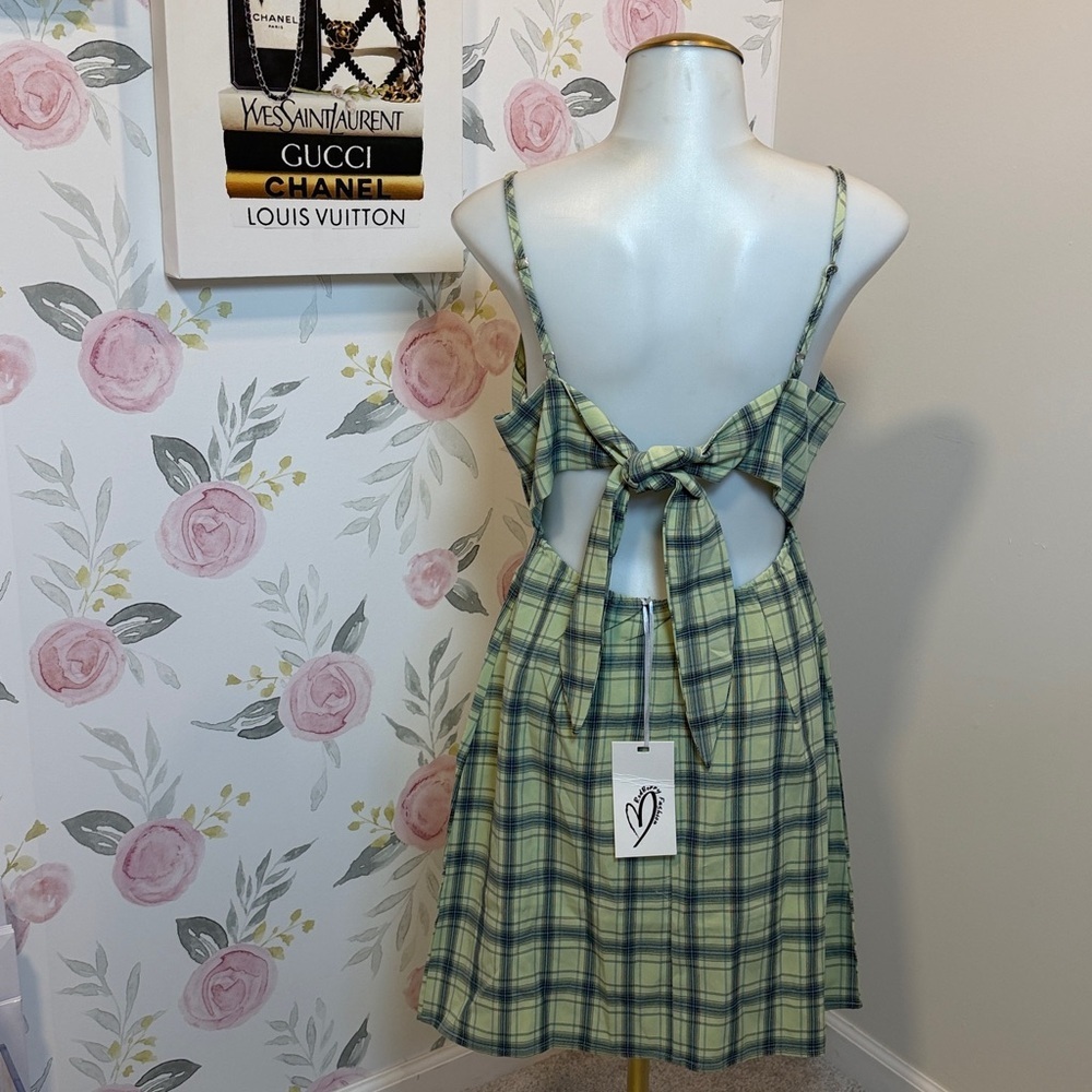 Red Berry Plaid Green Straight Dress - Picture 4 of 5